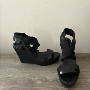 Black Wedge Sandals